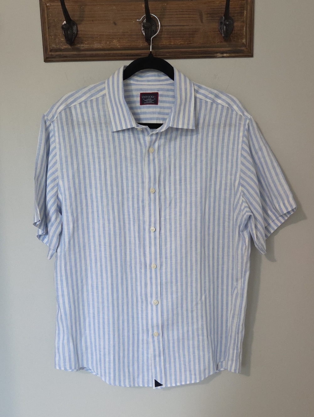 Untuckit 100% Linen Wrinkle-Resistant Short-Sleeve Cameron Shirt Size Lg